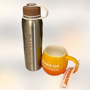 NWT Dunkin’ Donuts sunrise coffee cup and cork top tumbler bundle